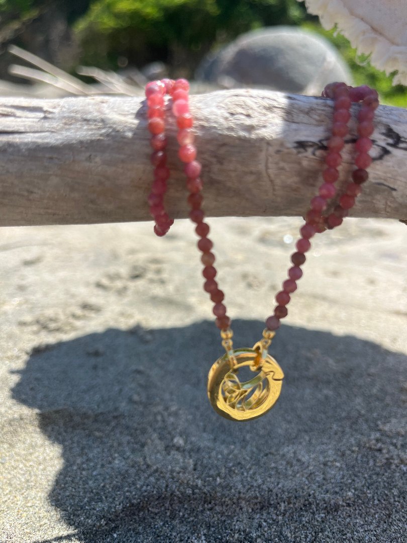 STB, FLOWER BLOSSOM PEBBLES NECKLACE - PINK - JFH