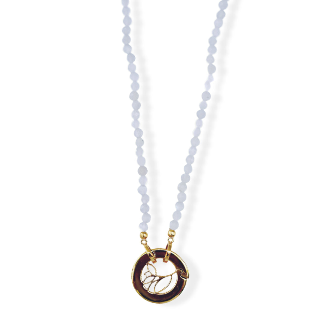 FLOWER BLOSSOM PEBBLES NECKLACE -LIGHT BLUE - KIP