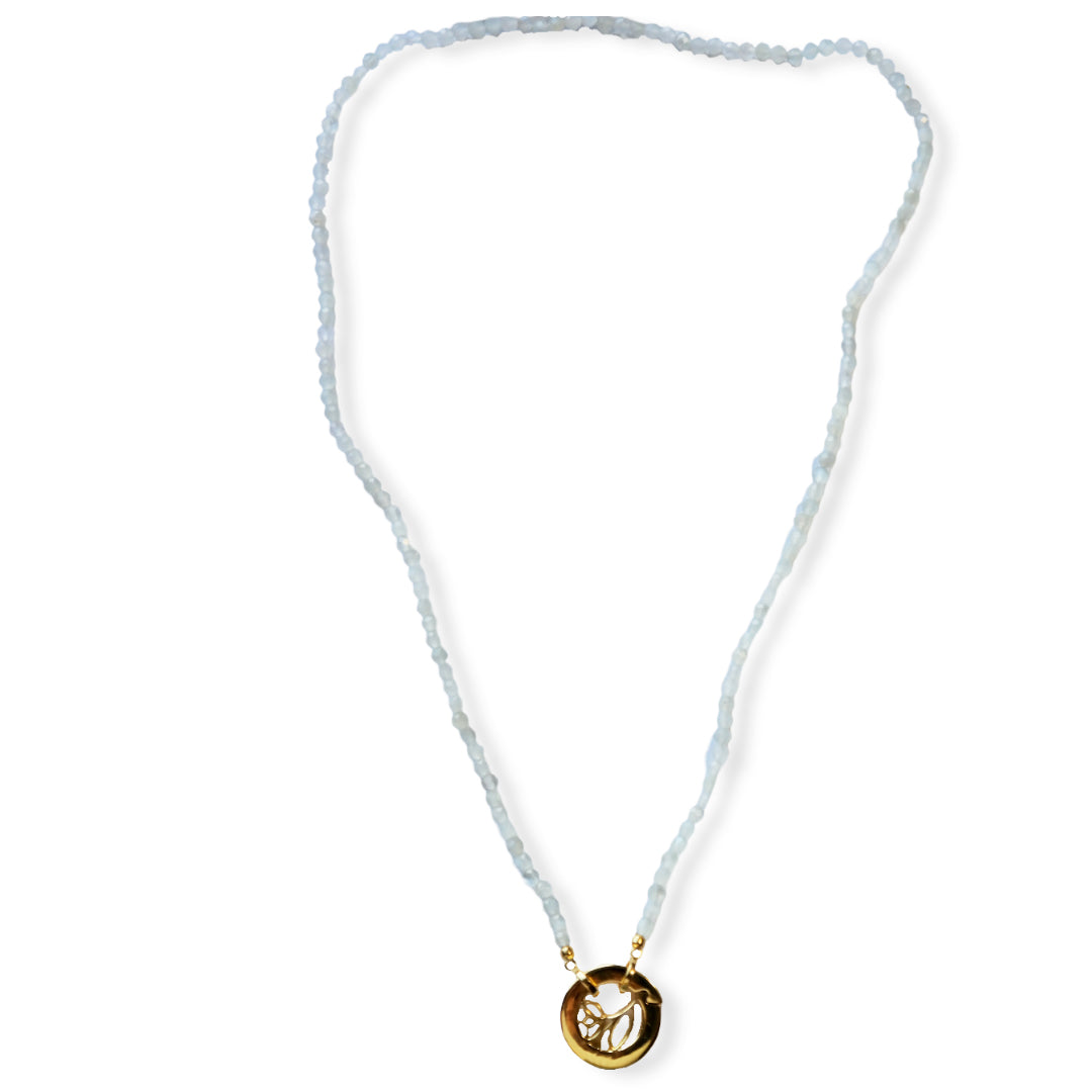 STB, FLOWER BLOSSOM PEBBLES NECKLACE -LIGHT BLUE - KIP