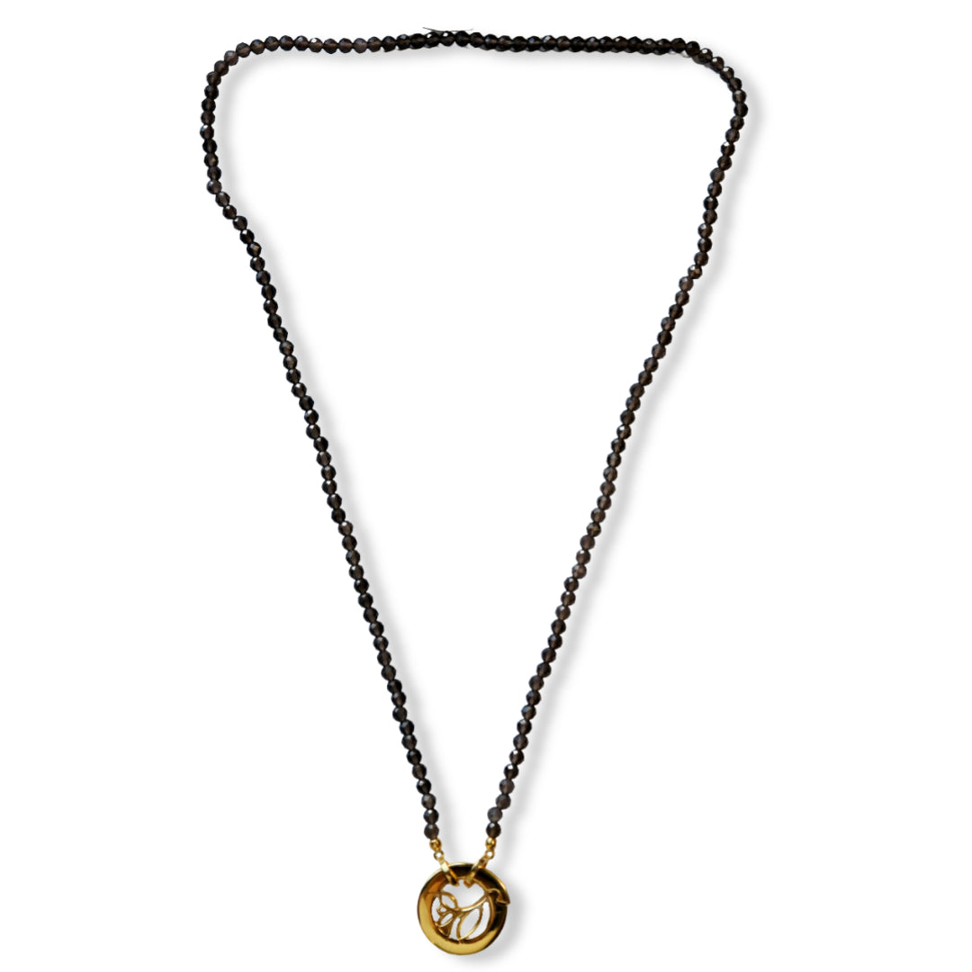 FLOWER BLOSSOM PEBBLES NECKLACE - BLACK - HRB