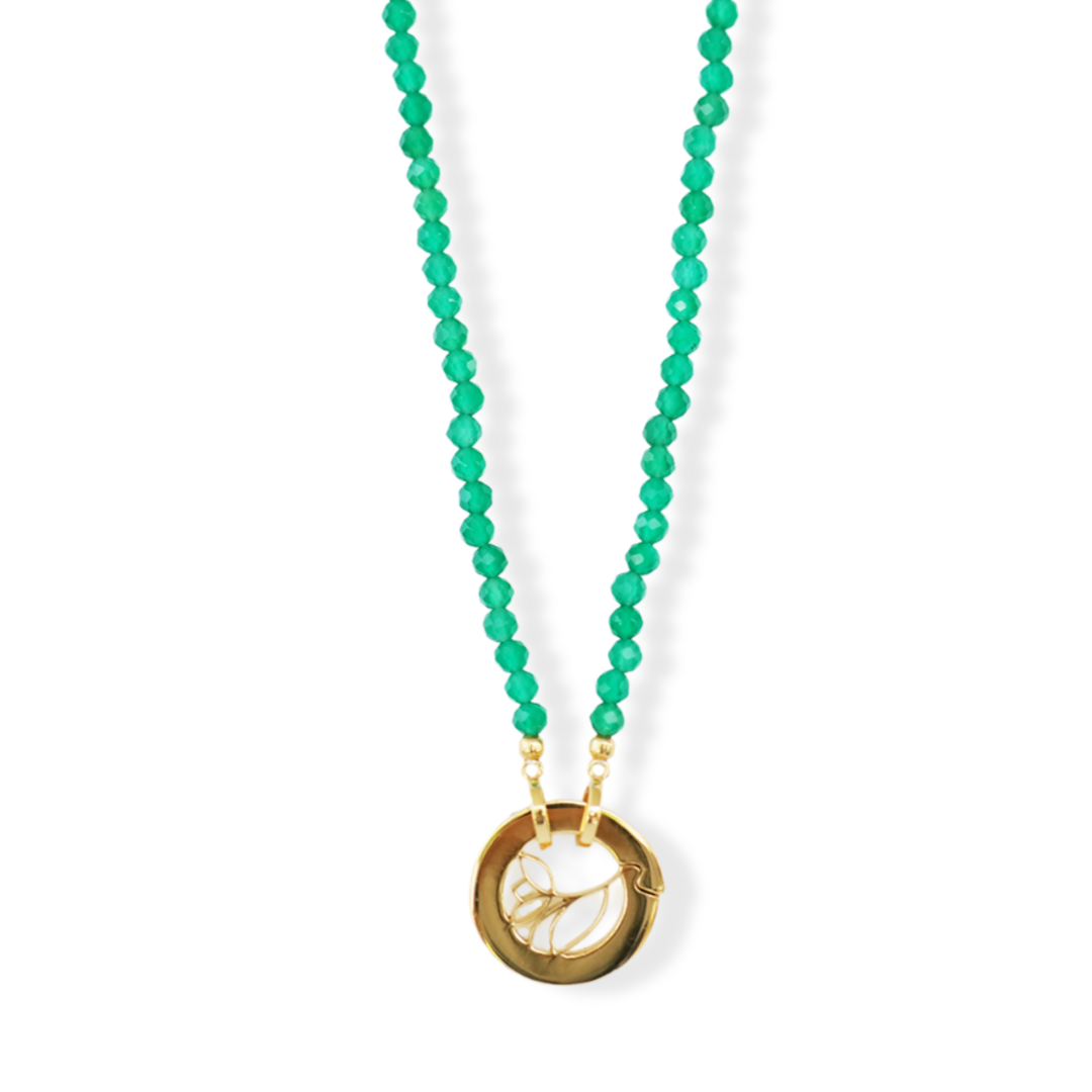 FLOWER BLOSSOM PEBBLES NECKLACE - GREEN - MBP