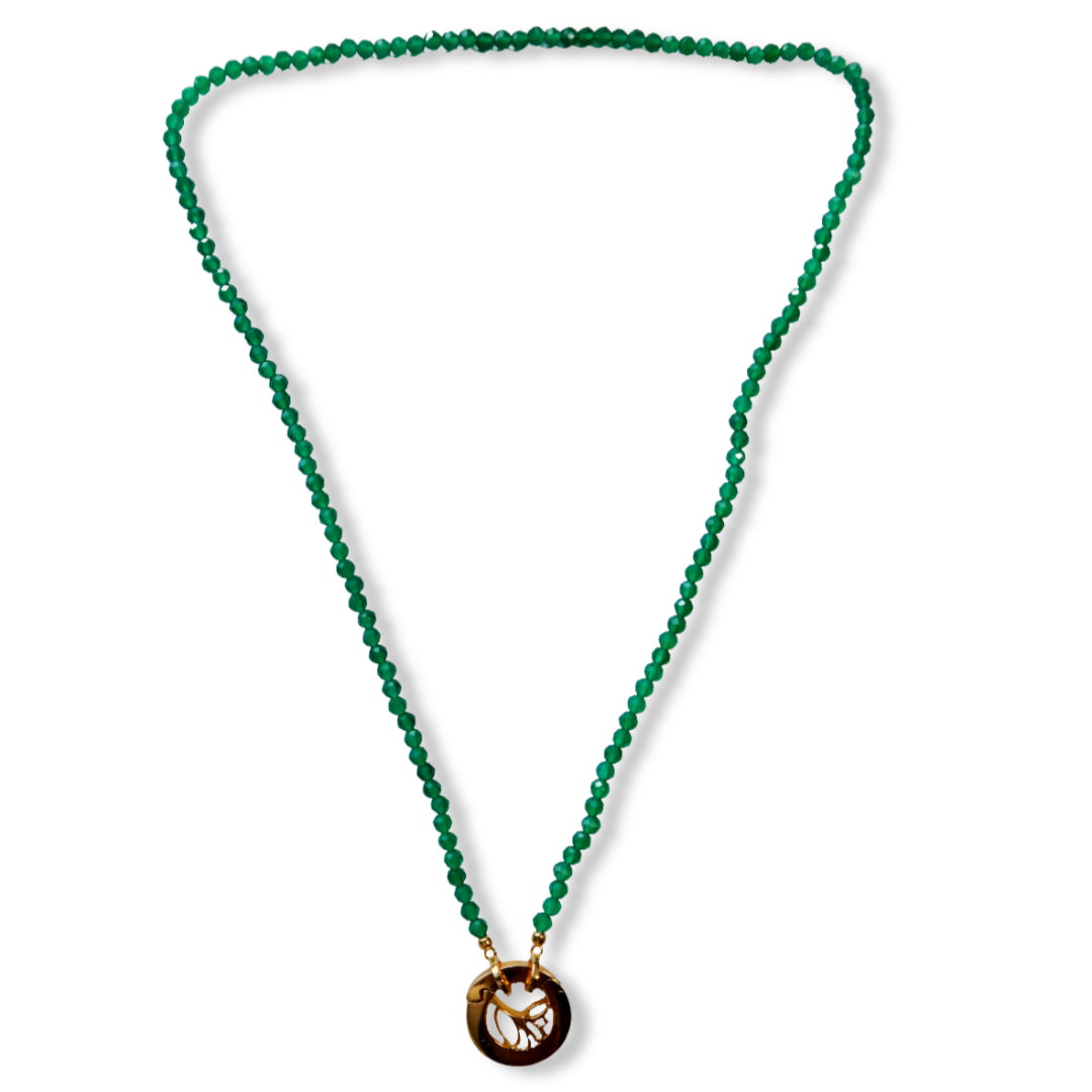 STB, FLOWER BLOSSOM PEBBLES NECKLACE - GREEN - MBP