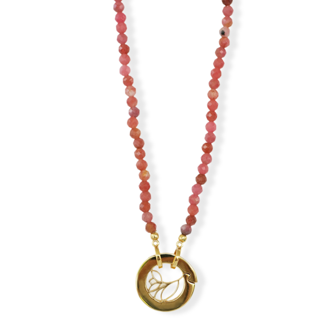 FLOWER BLOSSOM PEBBLES NECKLACE - PINK - JFH