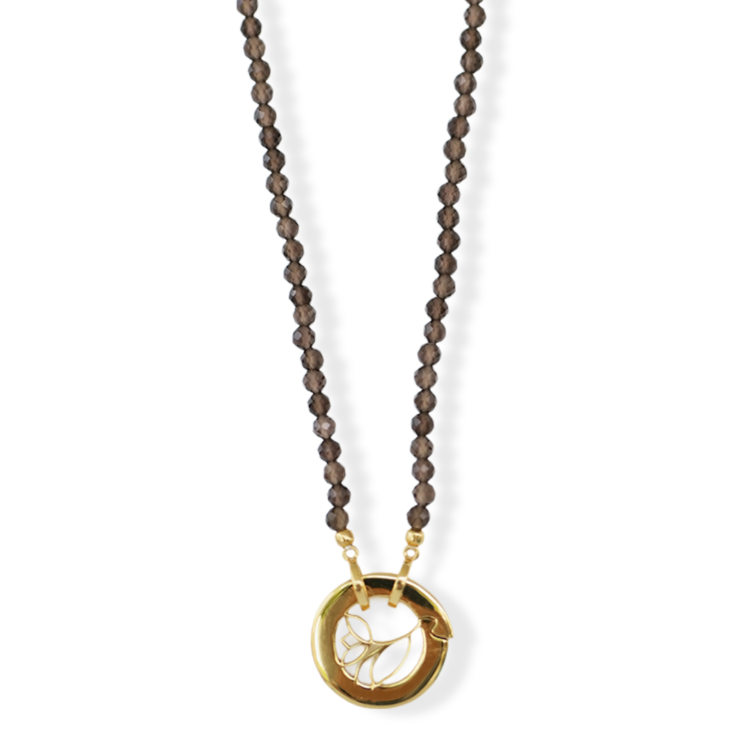 FLOWER BLOSSOM PEBBLES NECKLACE - BLACK - HRB