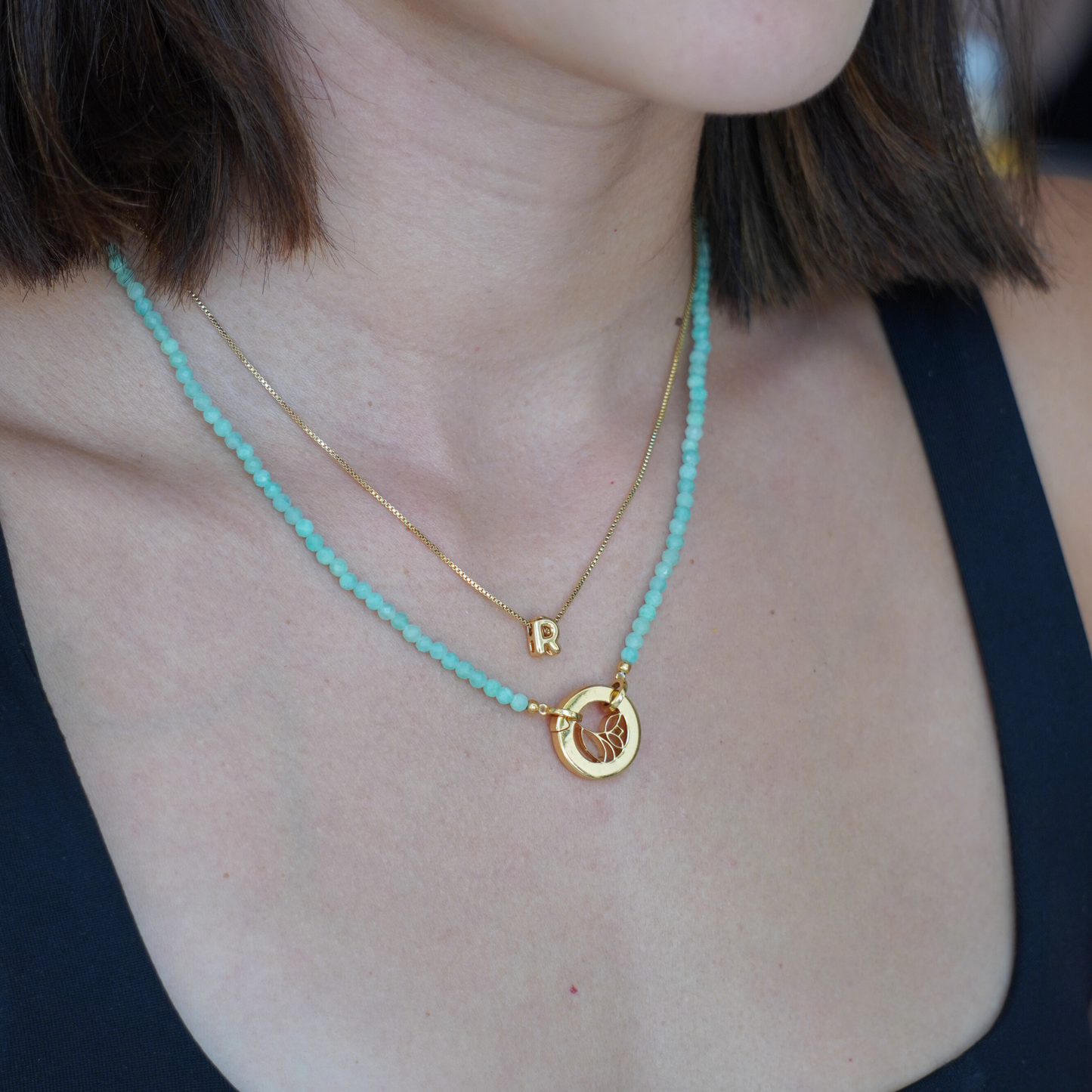 STB, FLOWER BLOSSOM PEBBLES NECKLACE - MINT - MBP