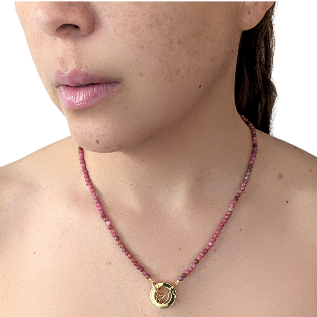 STB, FLOWER BLOSSOM PEBBLES NECKLACE - PINK - JFH