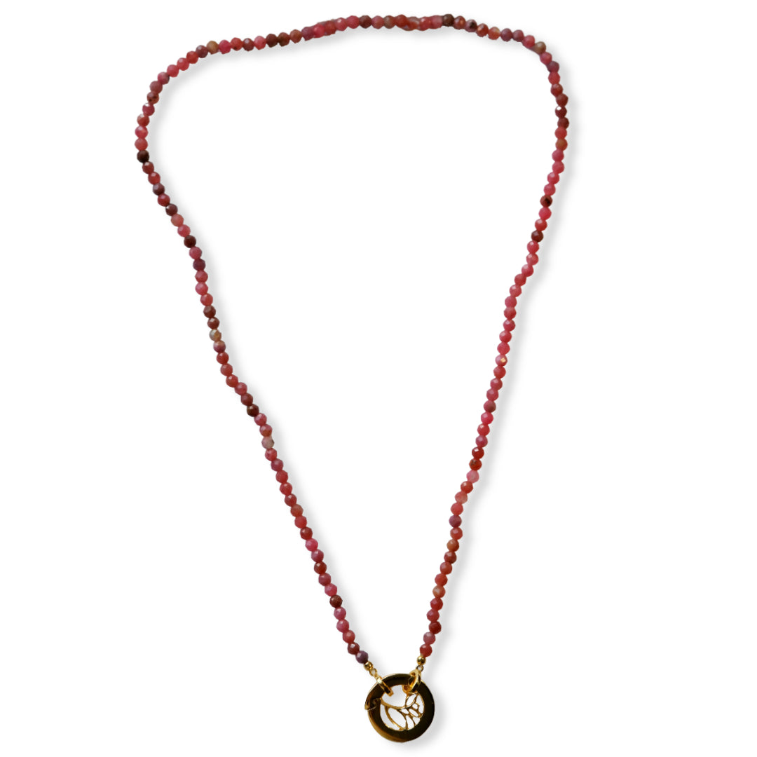 STB, FLOWER BLOSSOM PEBBLES NECKLACE - PINK - JFH