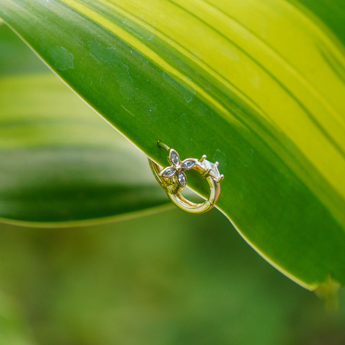 STB EARRING,  FLEUR SMALL HUGGIE