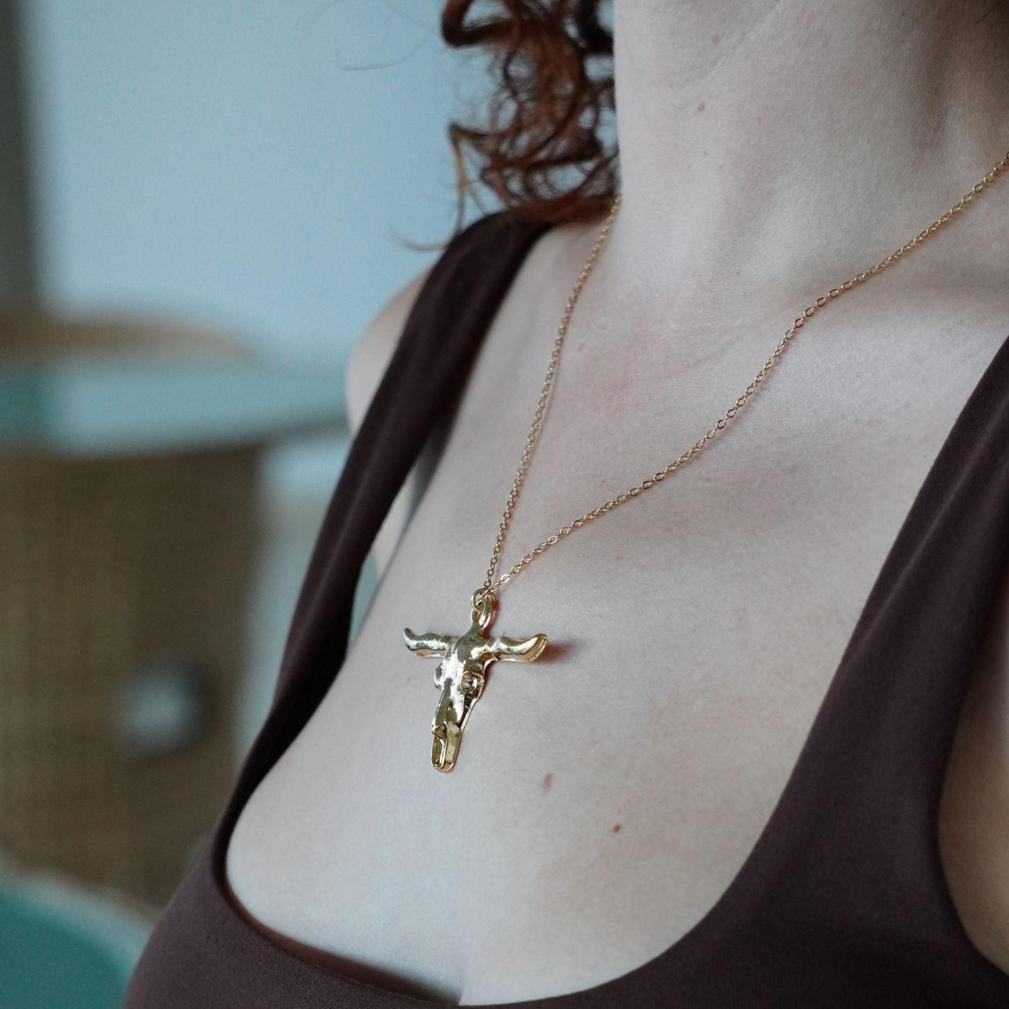 STB, GOLDEN LONGHORN NECKLACE