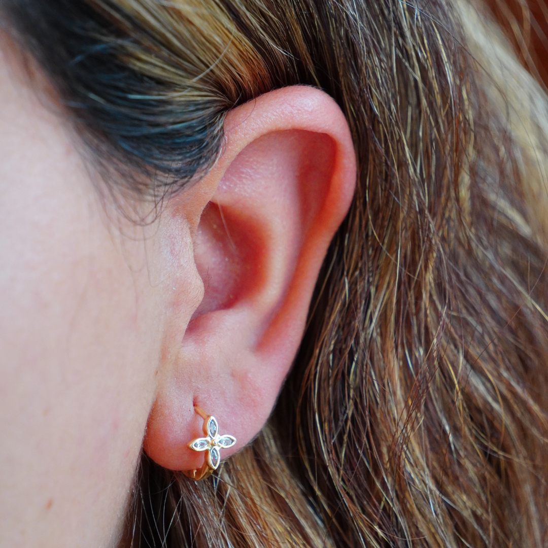 STB EARRING,  FLEUR SMALL HUGGIE