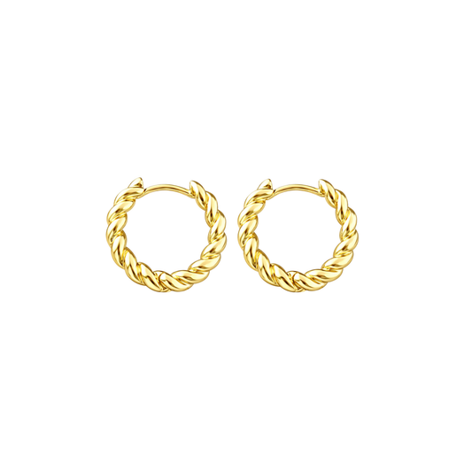 STB EARRINGS, GOLDEN TWIST HOOP